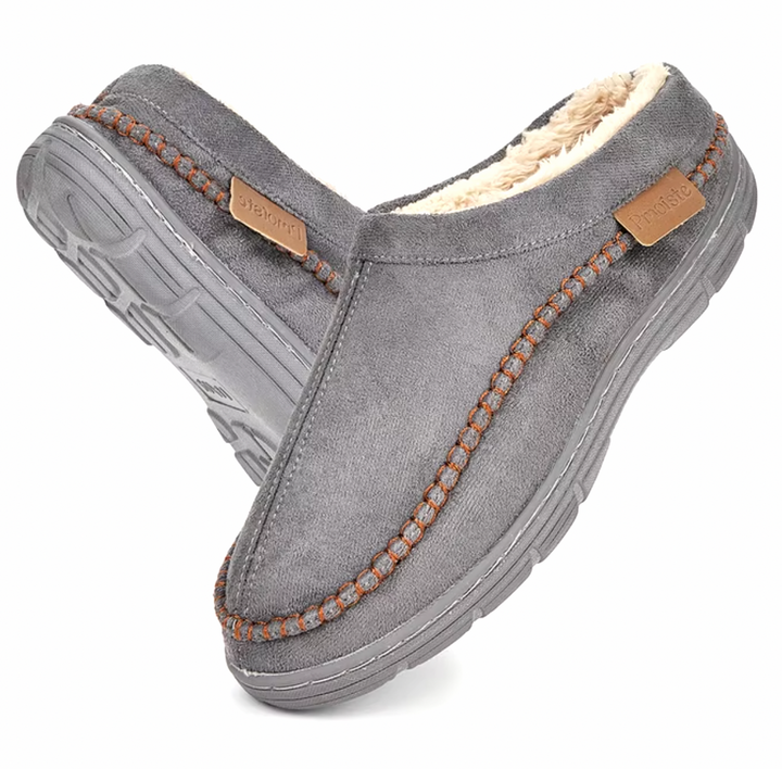 Men's Indoor Memory Foam Slippers with Warm Lining and Non-Slip Sole