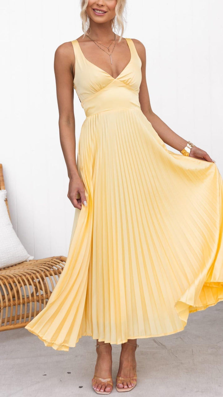 Violet & Grace™ | Pleated V-Neck Maxi Dress