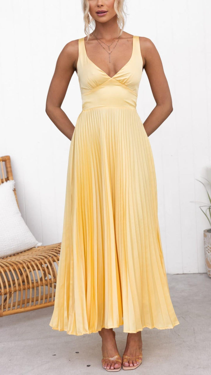 Violet & Grace™ | Pleated V-Neck Maxi Dress