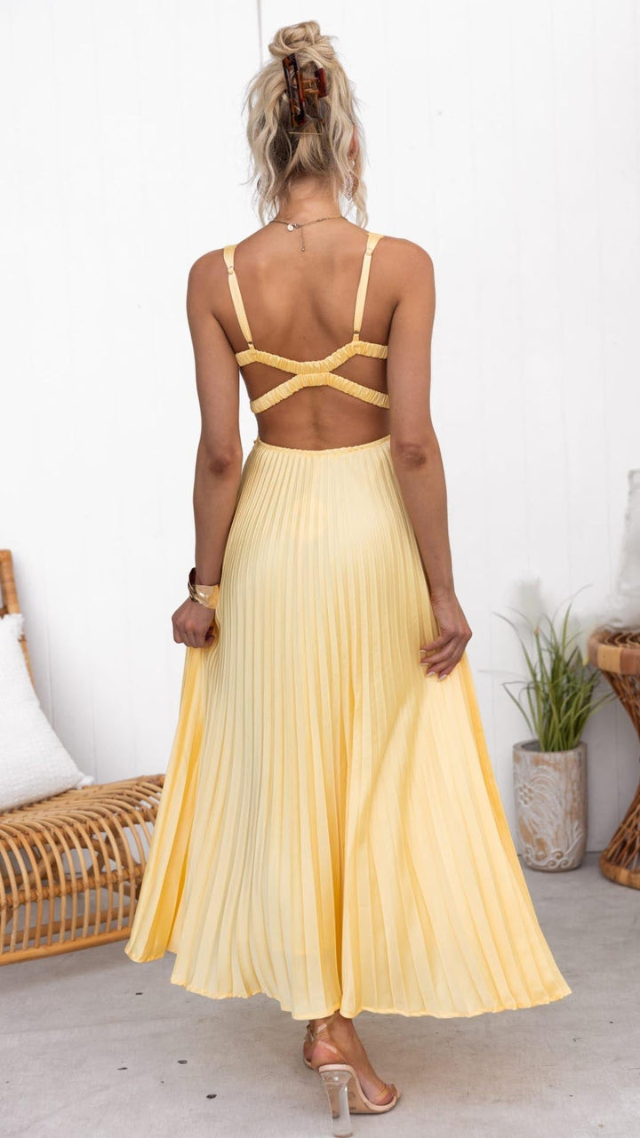 Violet & Grace™ | Pleated V-Neck Maxi Dress