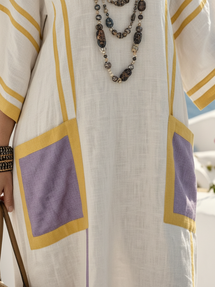 V Neck Maxi Dress with Pockets - Casual Relaxed Fit