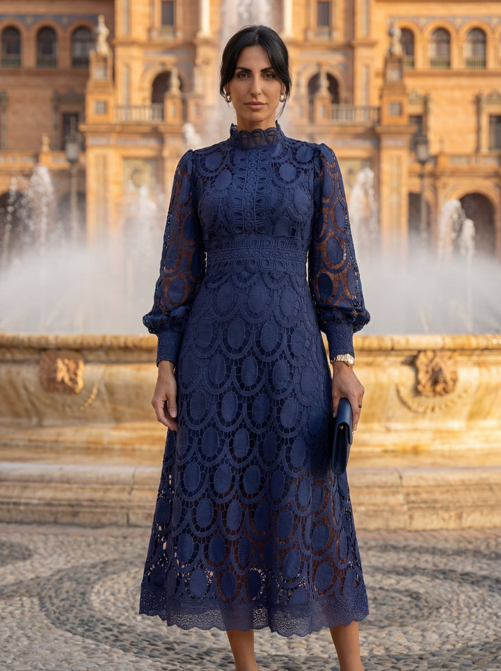 Turtleneck Dress for Women - Long Sleeve Knee Length Elegant Dress