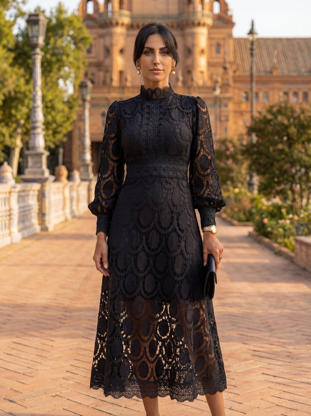 Turtleneck Dress for Women - Long Sleeve Knee Length Elegant Dress