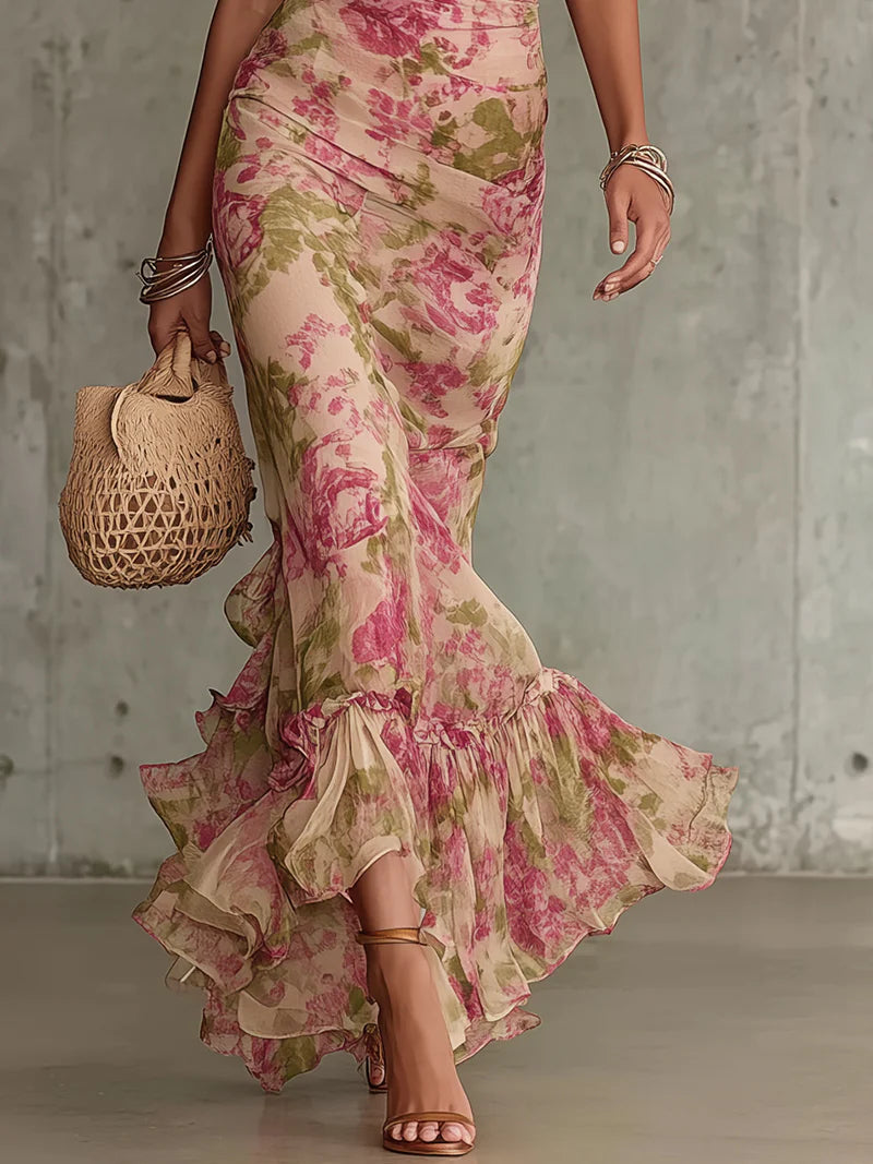 Lucy | Vintage Rose Puff Sleeve Maxi Dress