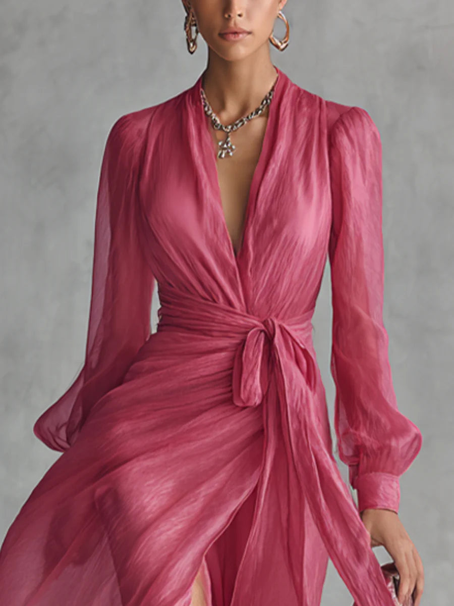 Camille | Elegant Chiffon Tie-Waist Maxi Dress