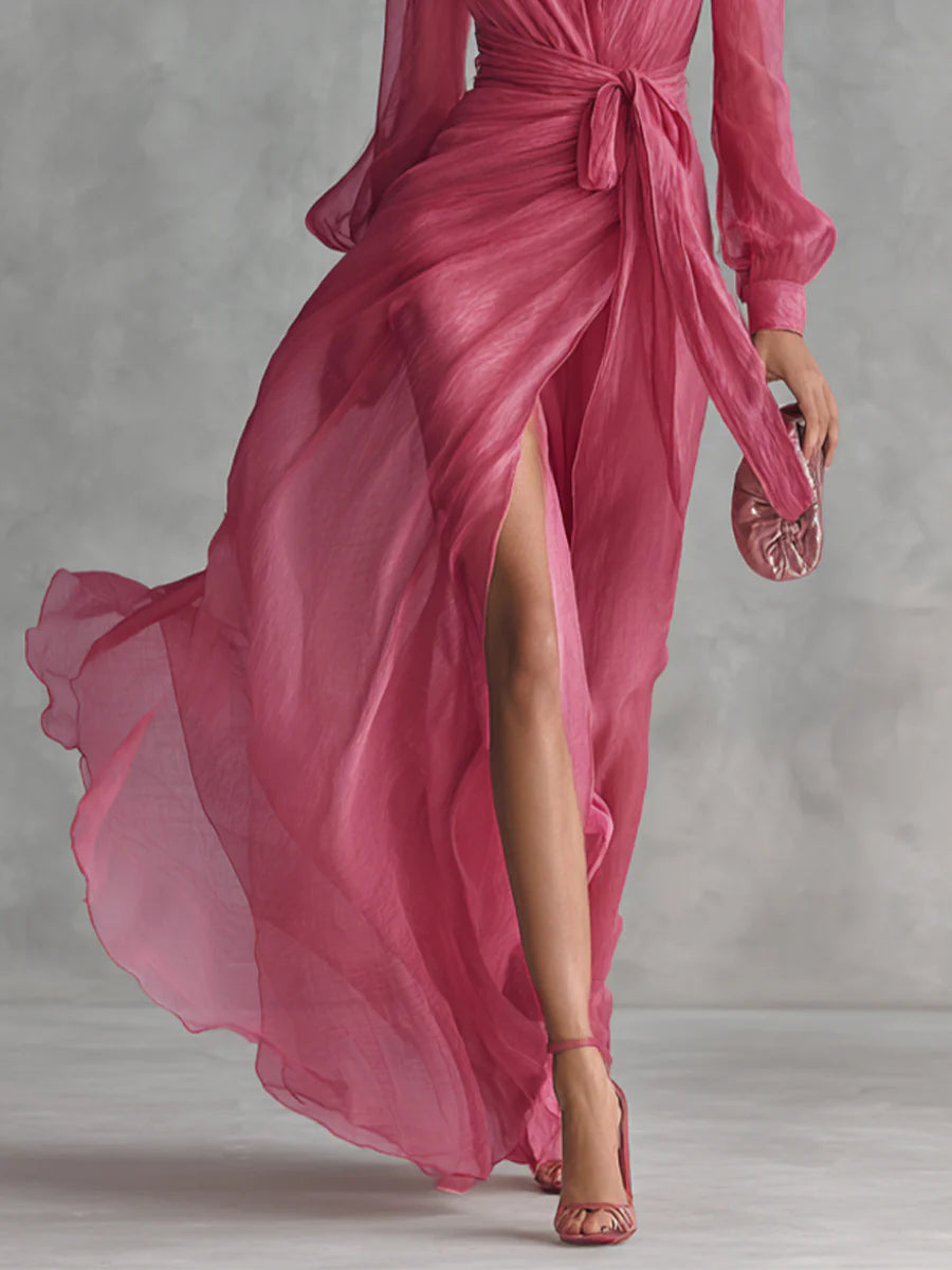 Camille | Elegant Chiffon Tie-Waist Maxi Dress