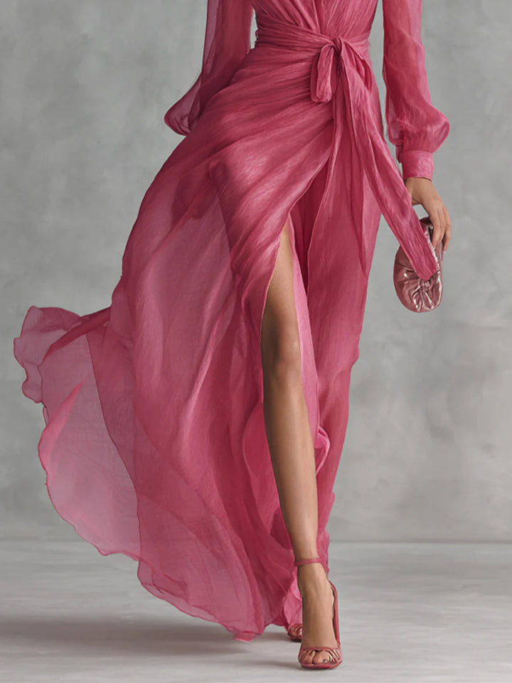 Camille | Elegant Chiffon Tie-Waist Maxi Dress