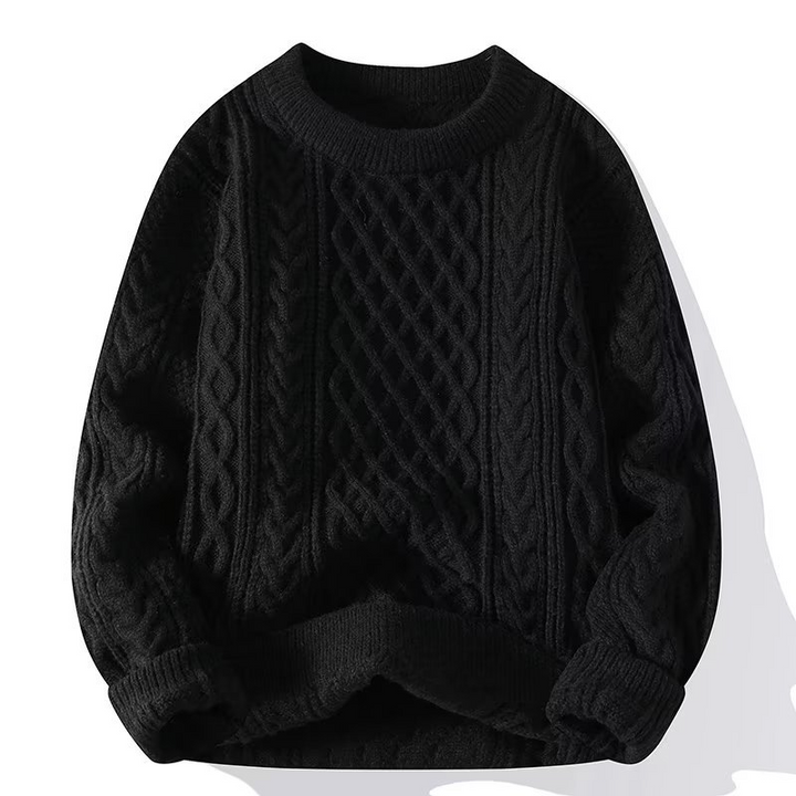 Women’s Cable Knit Sweater – Cream, Chunky Fisherman, Crew Neck