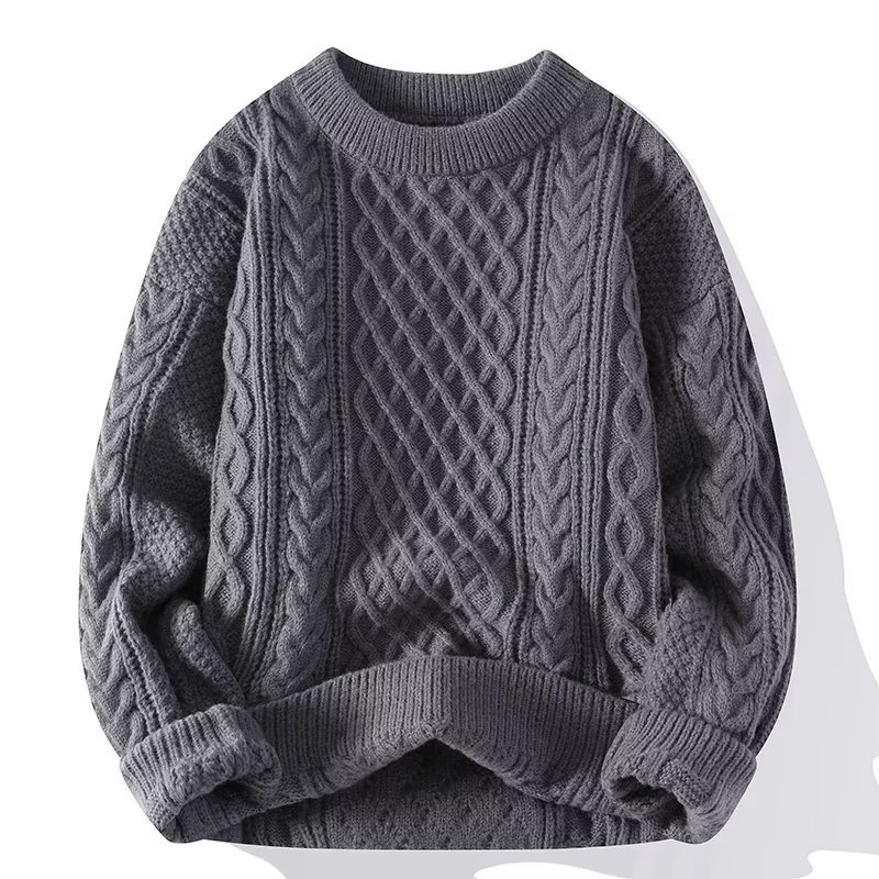 Women’s Cable Knit Sweater – Cream, Chunky Fisherman, Crew Neck