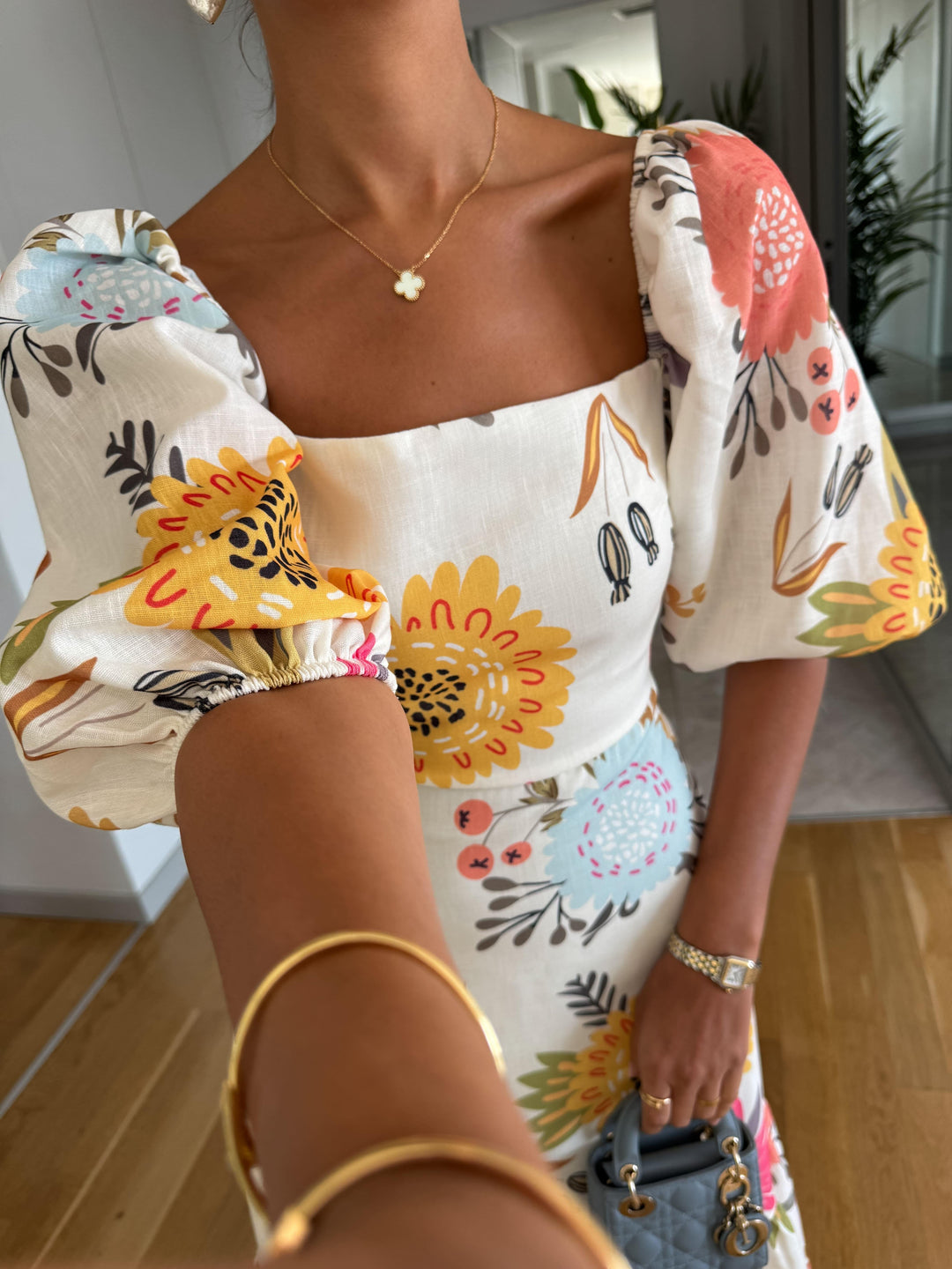 Fable | Romantic Floral Midi with Puff Sleeves