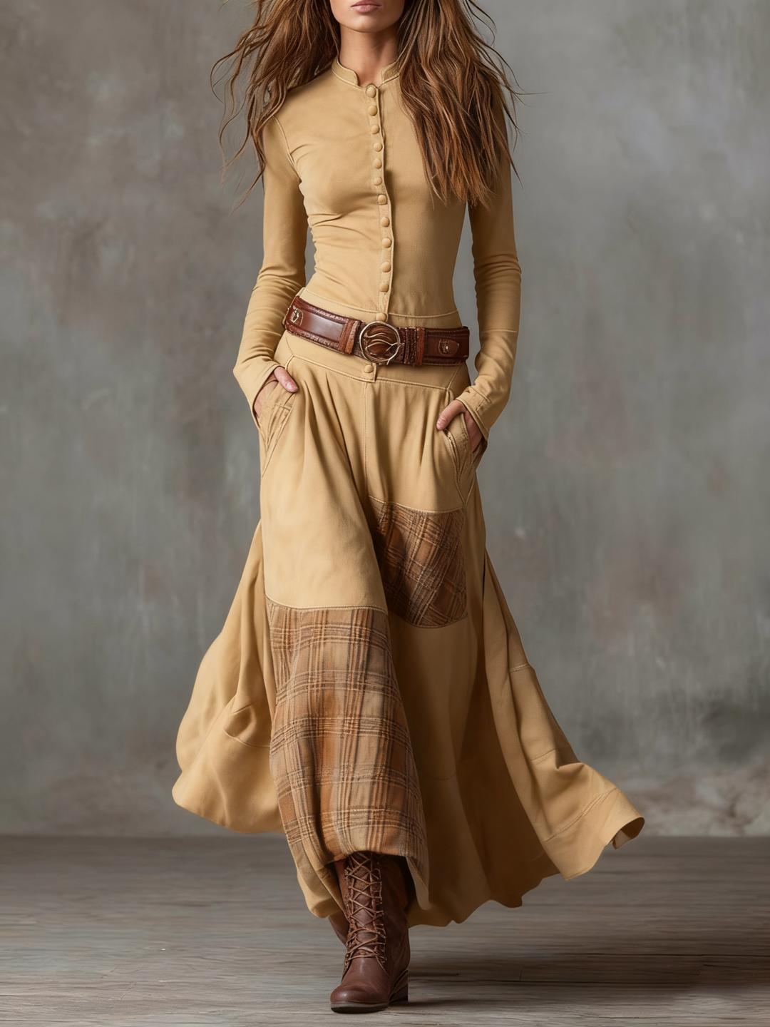 Lunori™ | Michelle Suede Maxi Dress