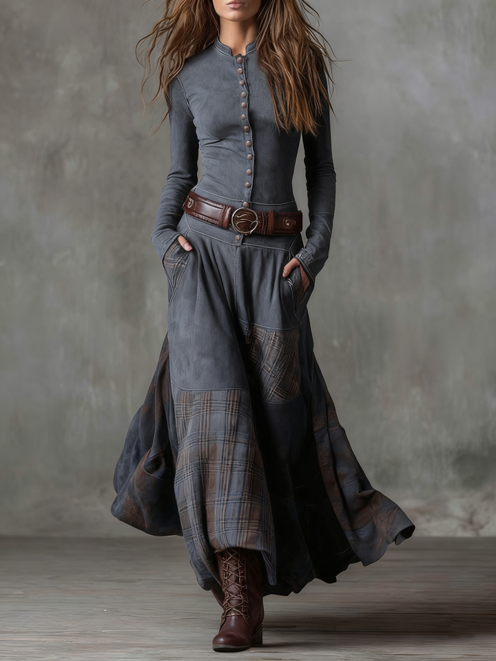 Lunori™ | Michelle Suede Maxi Dress