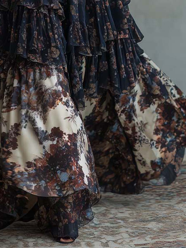 Molly | Velvet and Chiffon Floral Print Maxi Dress