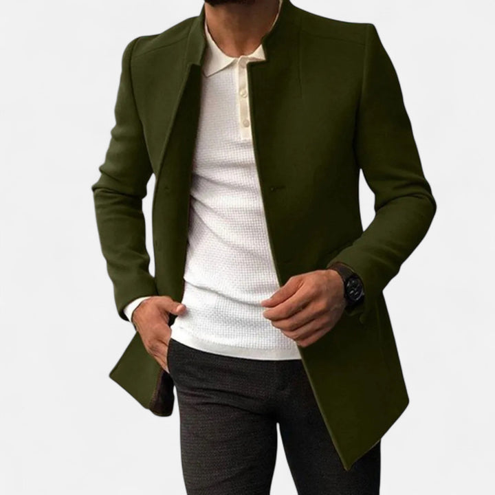 Roselains | Men’s Tailored Coat – Classic Solid Comfort
