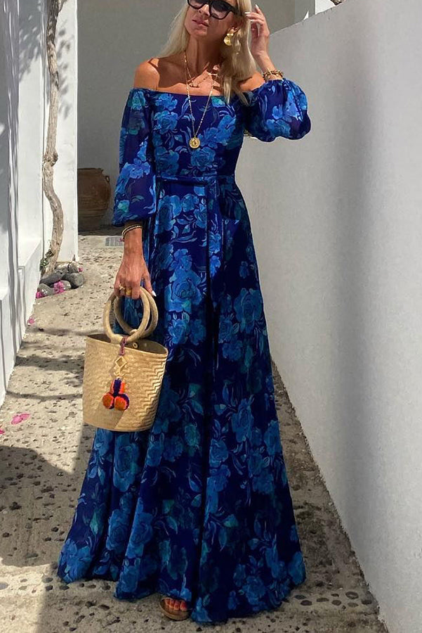 Off Shoulder Maxi Dress - Floral Print Summer Dress for Women
