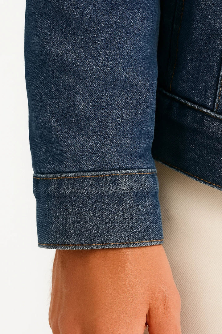 Men's Fleece Jacket Denim Thickened Winter Loose Fit
