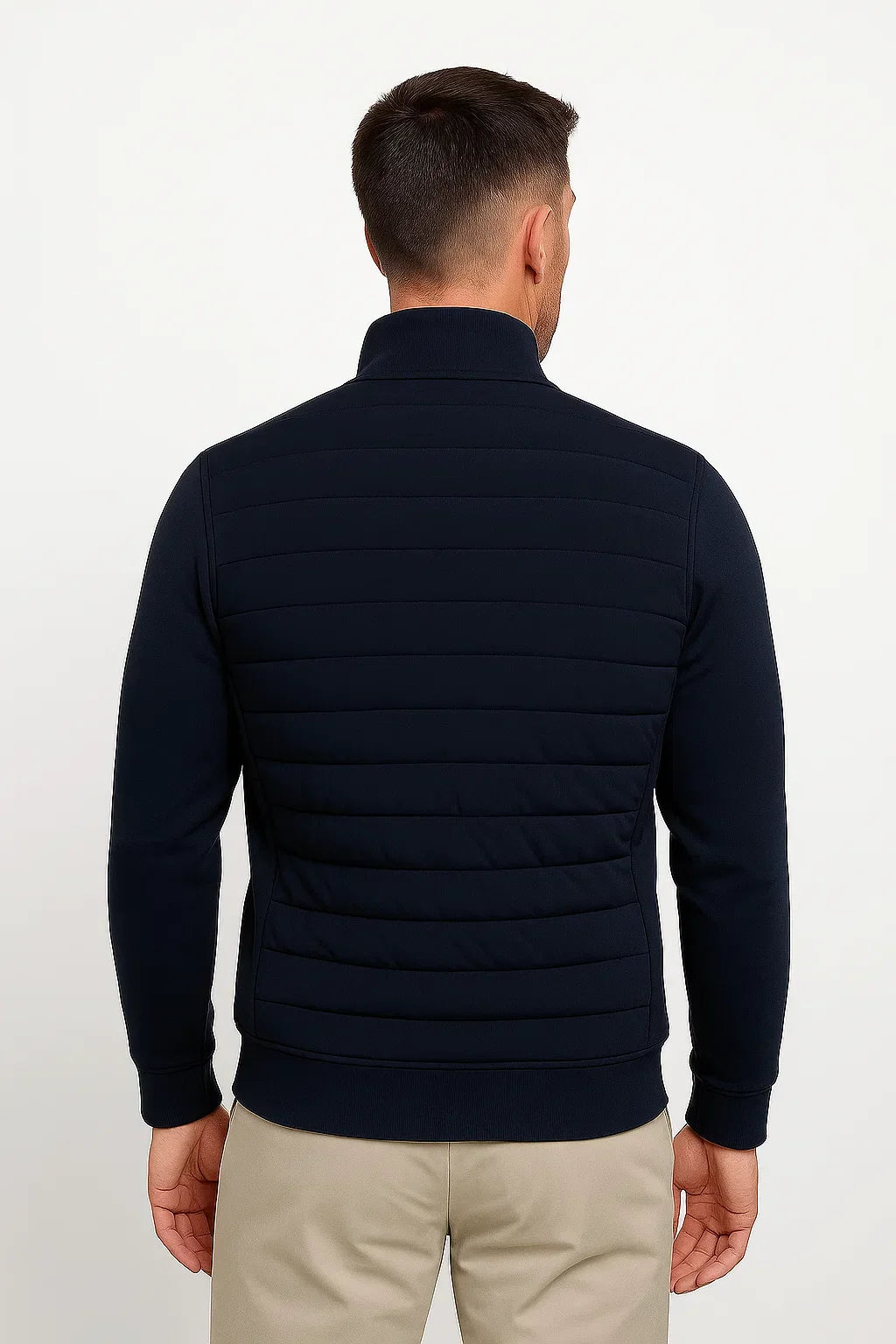 Men's Jacket Hybrid Quilted Knitted Sleeves Polyester Cotton