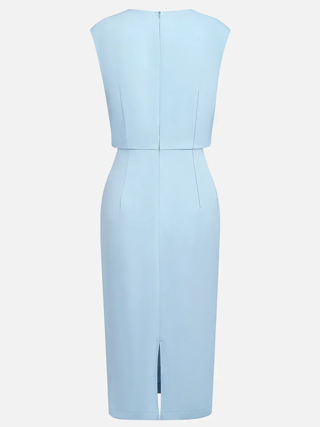 Elegant Midi Dress with Side Draping and Open Neckline