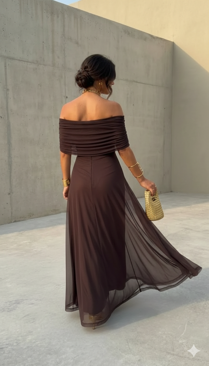 Flowing Wide Leg Maxi Dress with Elegant Feminine Silhouette