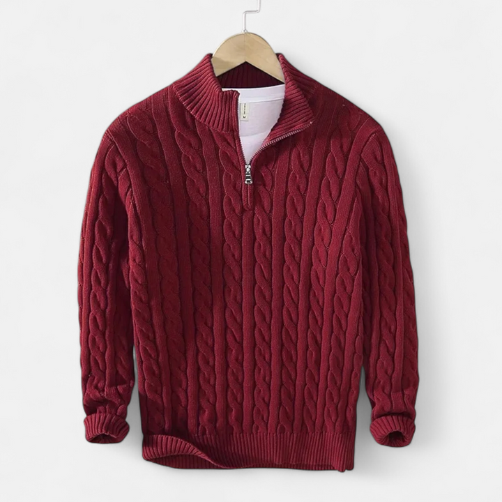 Roselains | Men’s Thick-Knit Turtleneck Zip Sweater
