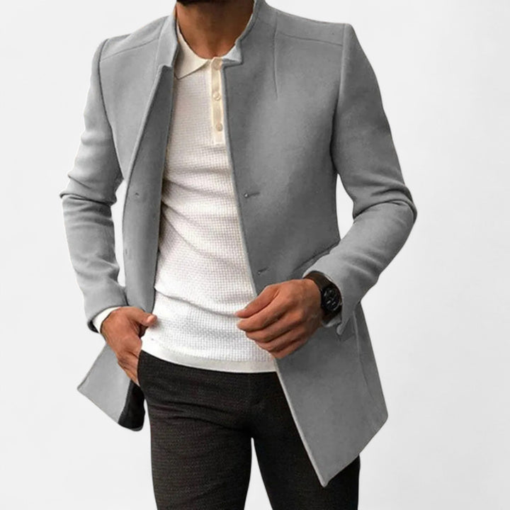 Roselains | Men’s Tailored Coat – Classic Solid Comfort
