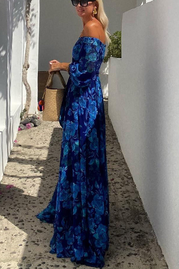 Off Shoulder Maxi Dress - Floral Print Summer Dress for Women