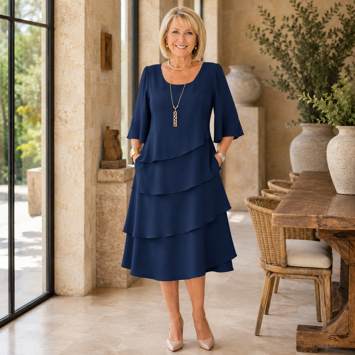 Catherine | Elegant Comfort Ruffle Dress