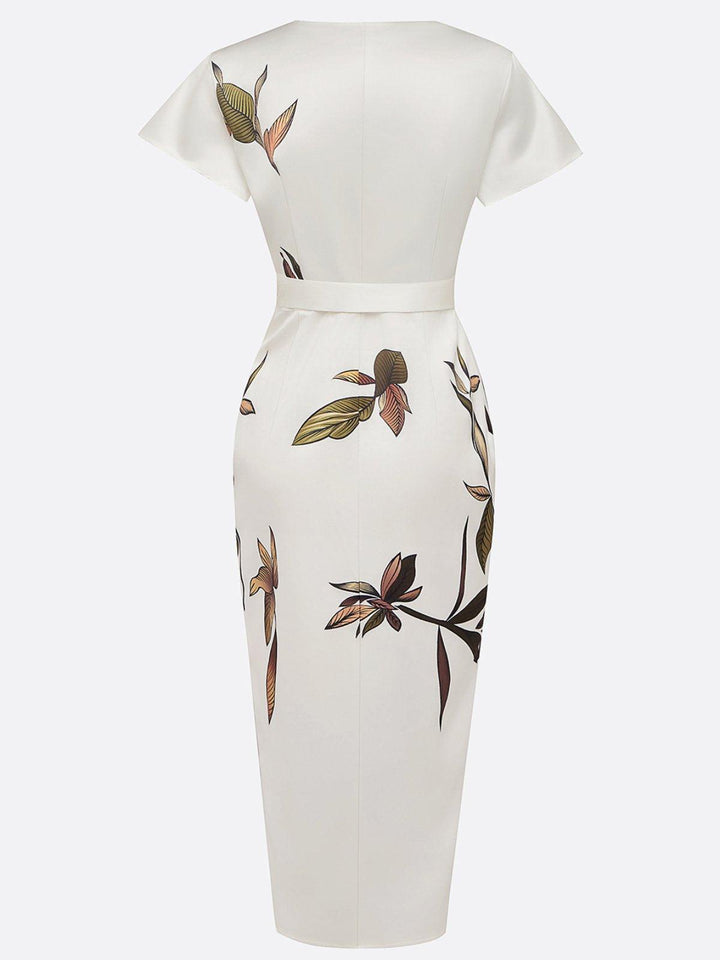 Wrap Dress for Women - Elegant Floral Print Midi Dress