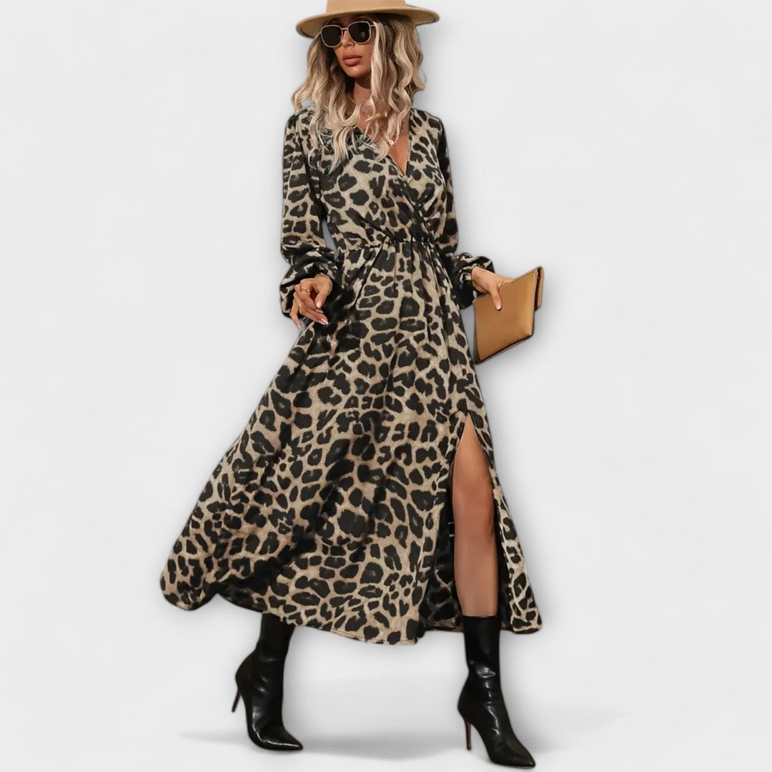 Natalie - Stylish Dress with Leopard Print