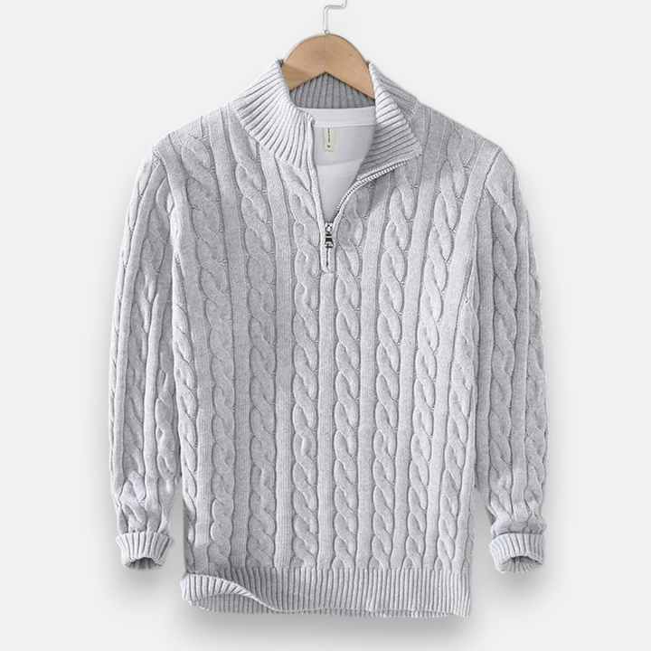 Roselains | Men’s Thick-Knit Turtleneck Zip Sweater
