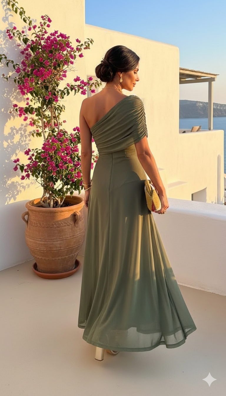 Flowing Wide Leg Maxi Dress with Elegant Feminine Silhouette