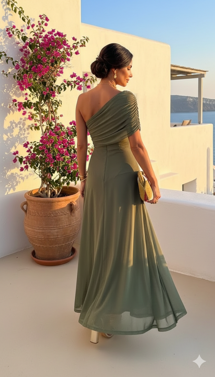 Flowing Wide Leg Maxi Dress with Elegant Feminine Silhouette