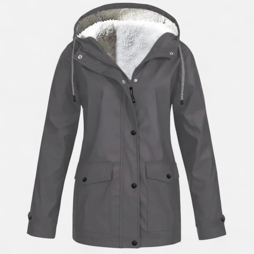 Roselains | Women’s Hooded Ski Coat in Plush Velvet Windproof