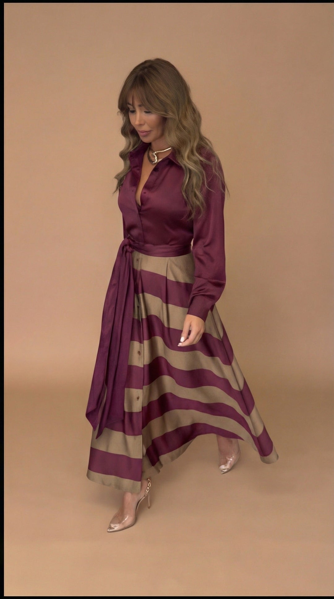 Striped Maxi Dress for Women - Elegant Summer Long Dress