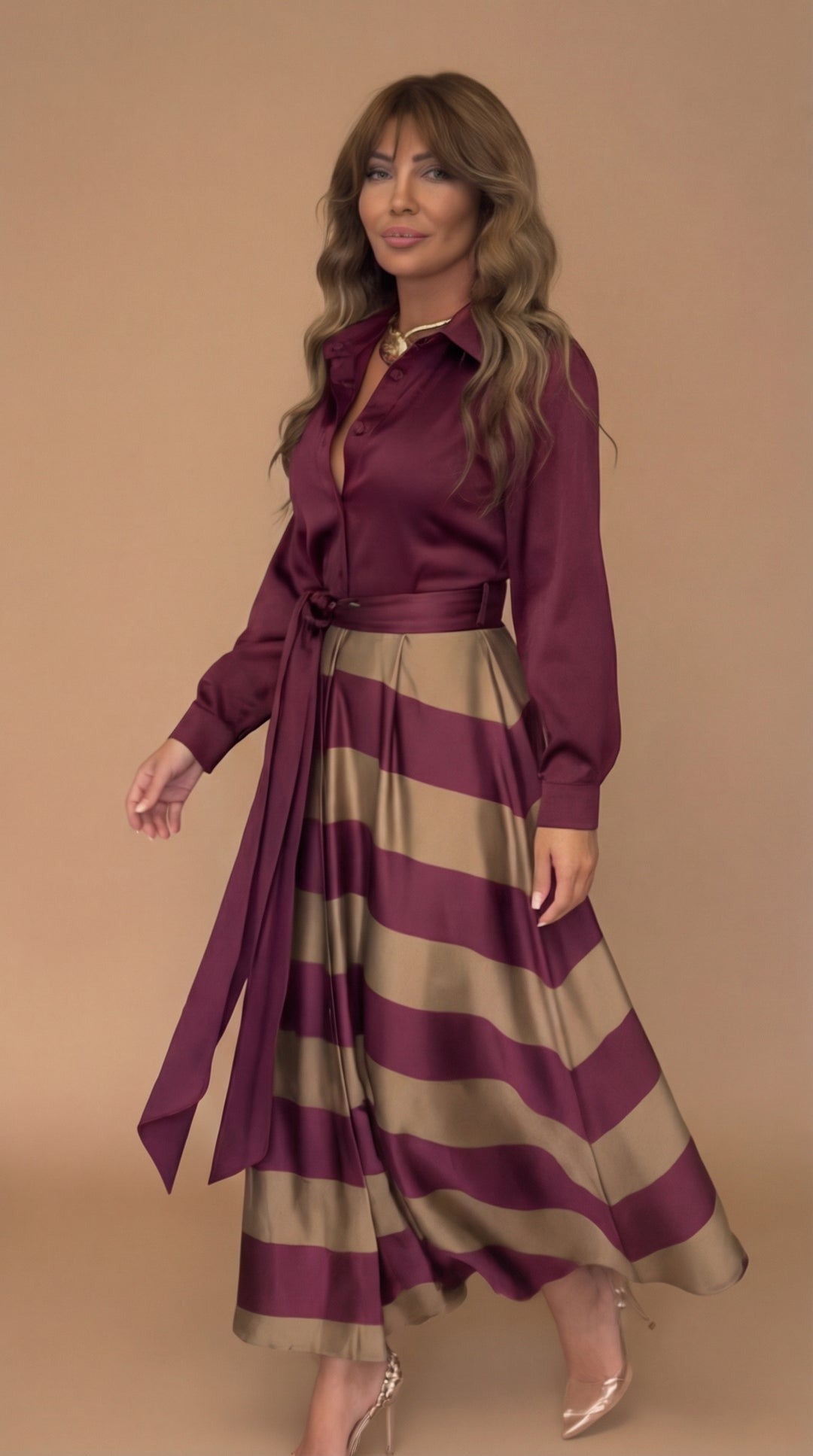 Striped Maxi Dress for Women - Elegant Summer Long Dress