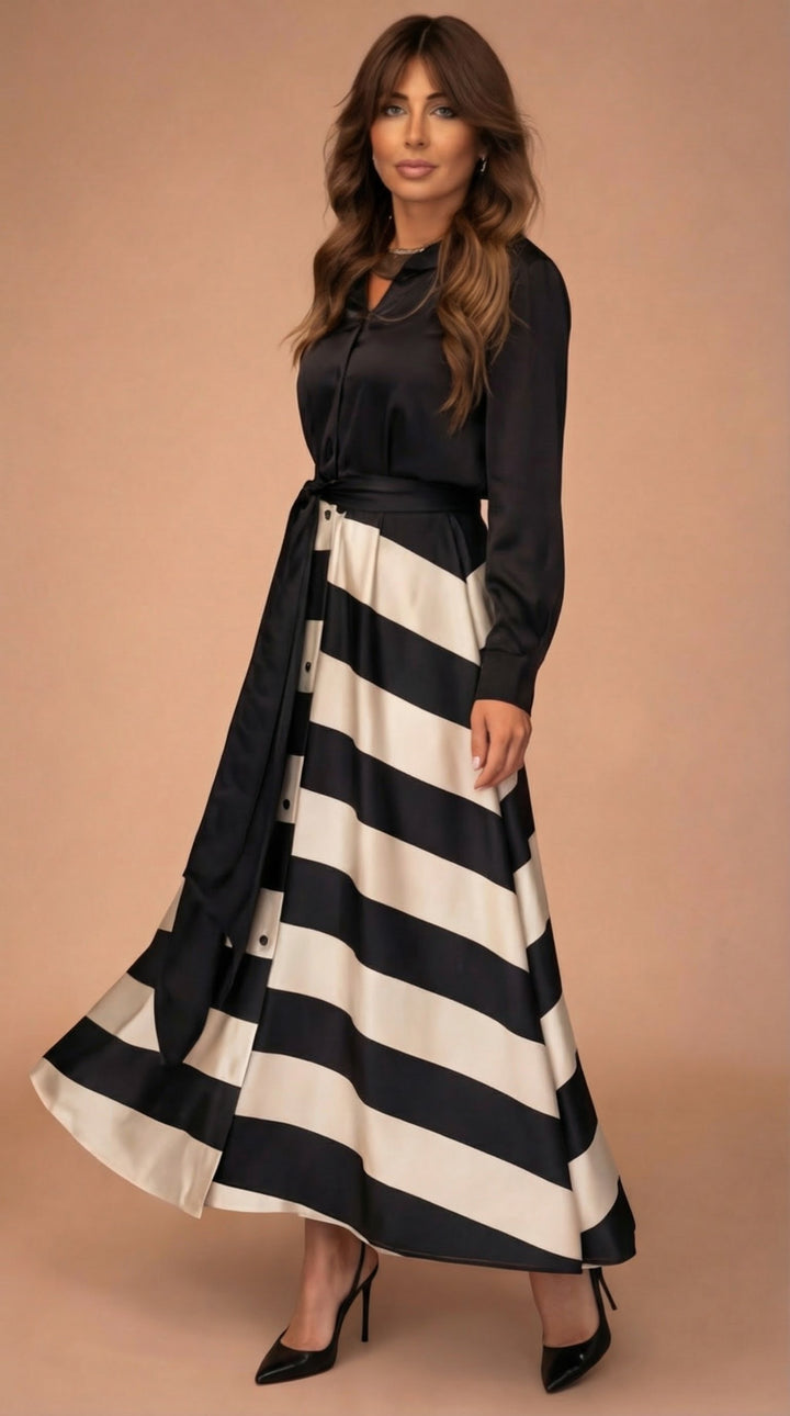 Striped Maxi Dress for Women - Elegant Summer Long Dress