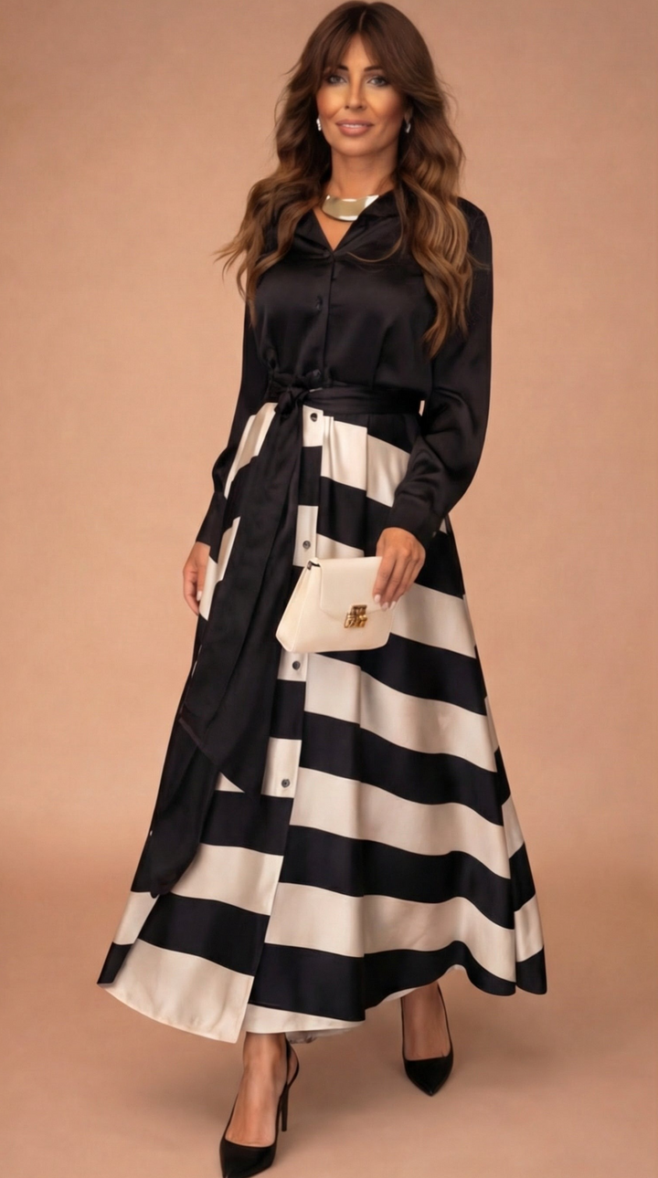Striped Maxi Dress for Women - Elegant Summer Long Dress