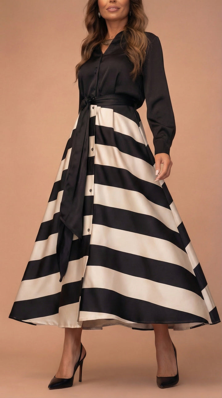 Striped Maxi Dress for Women - Elegant Summer Long Dress