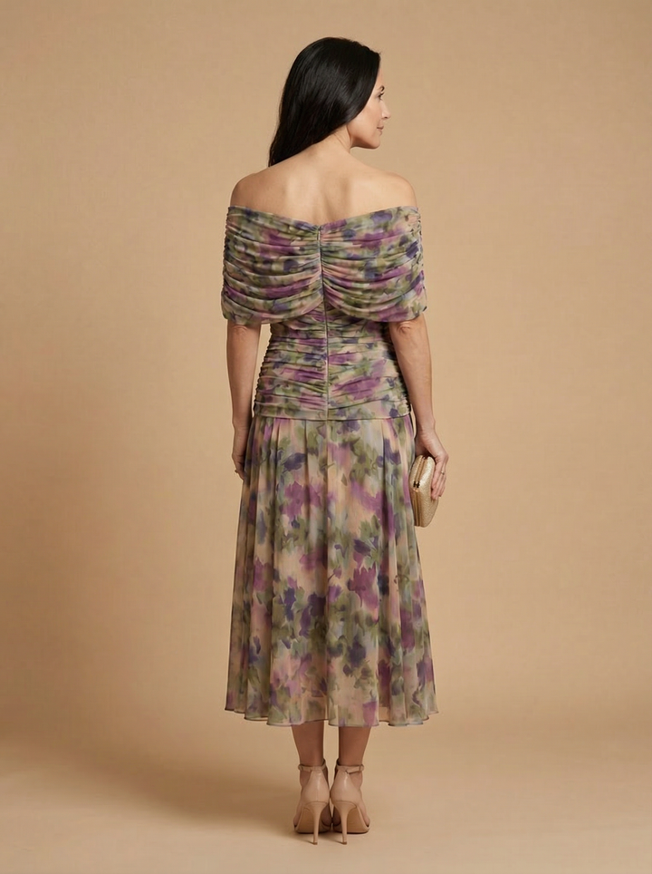 Elegant V-Neck Maxi Dress with Pleated Waist for Women