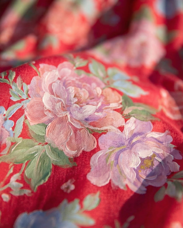 Floral V-Neck Dress with Pockets - Elegant Summer Dress