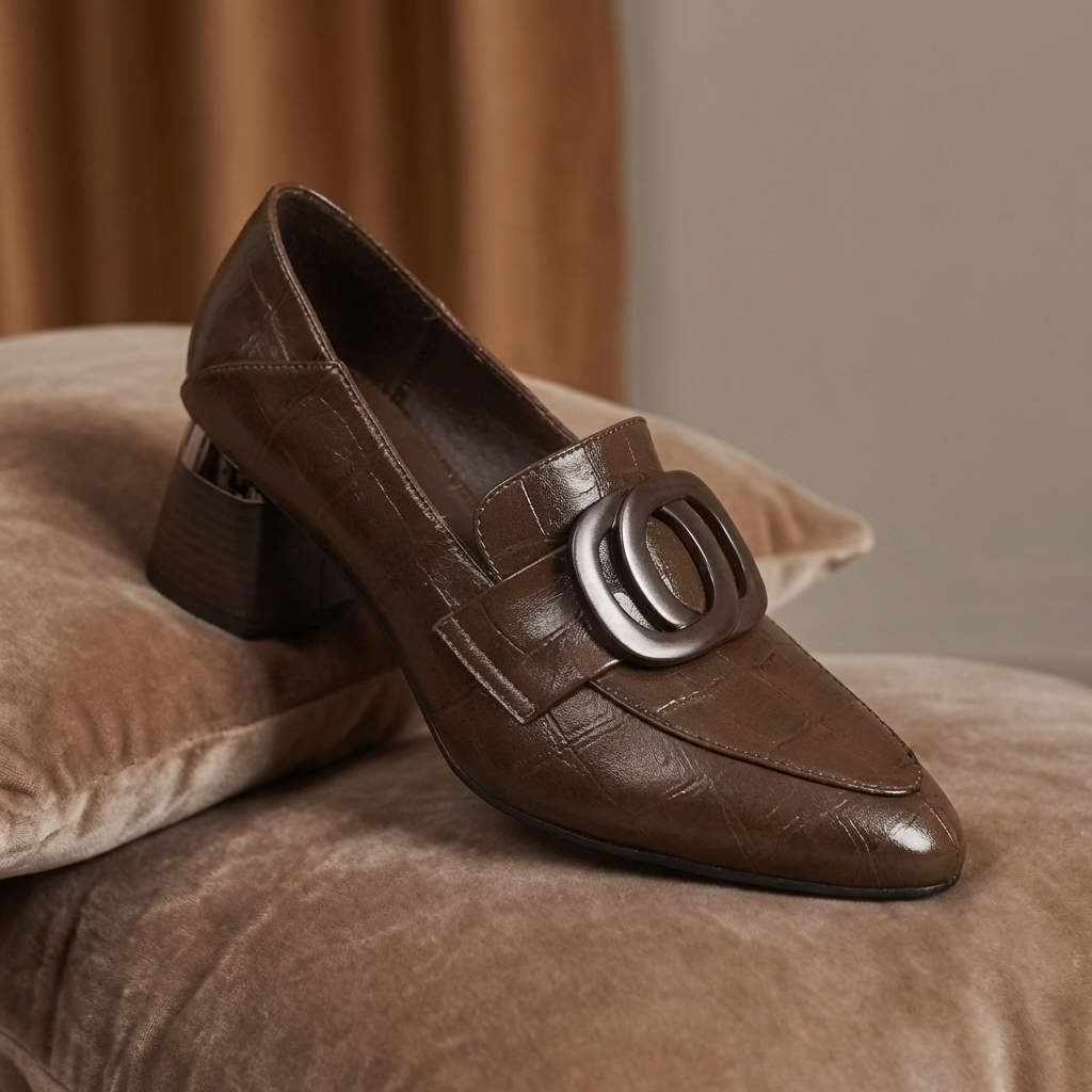 Orlina | Leather Loafer Heels