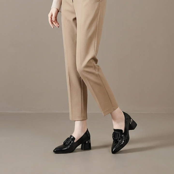 Orlina | Leather Loafer Heels