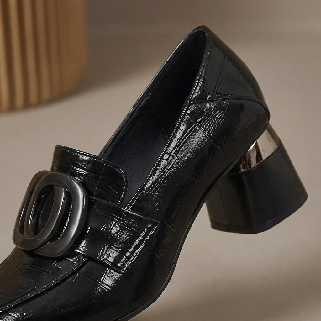 Orlina | Leather Loafer Heels