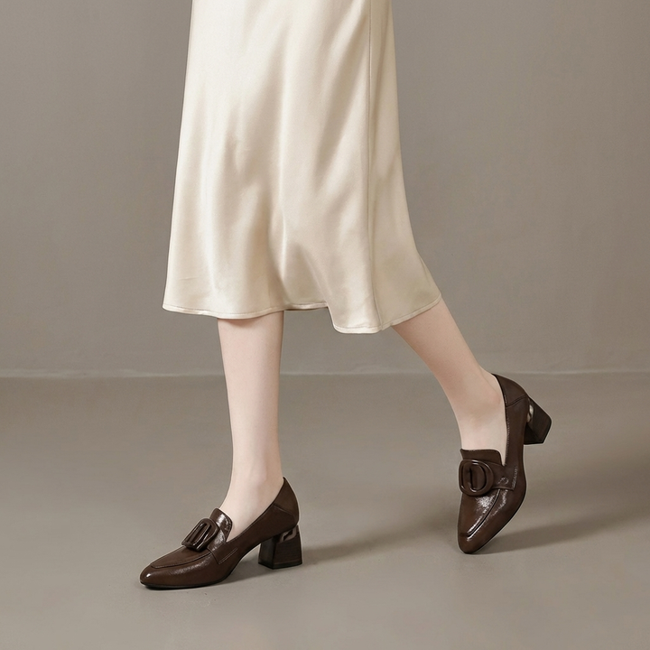 Orlina | Leather Loafer Heels