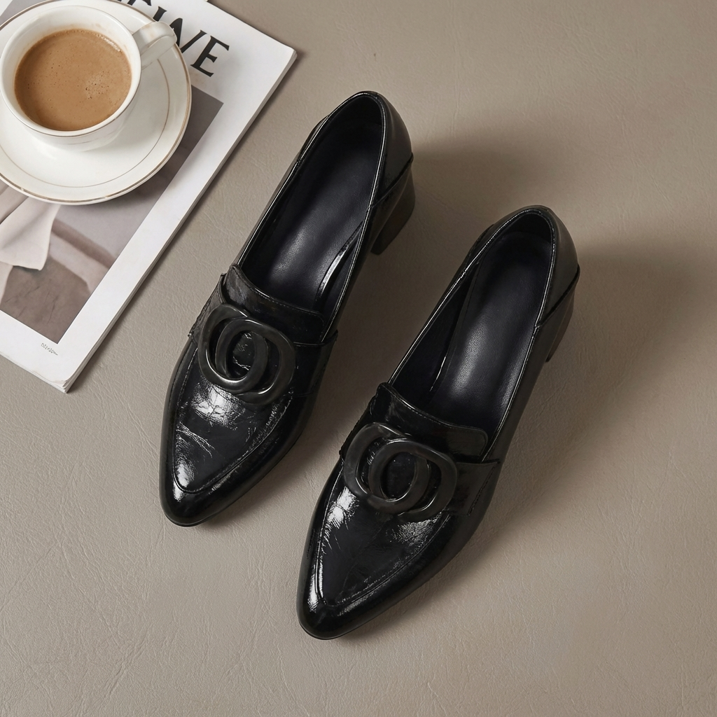 Orlina | Leather Loafer Heels
