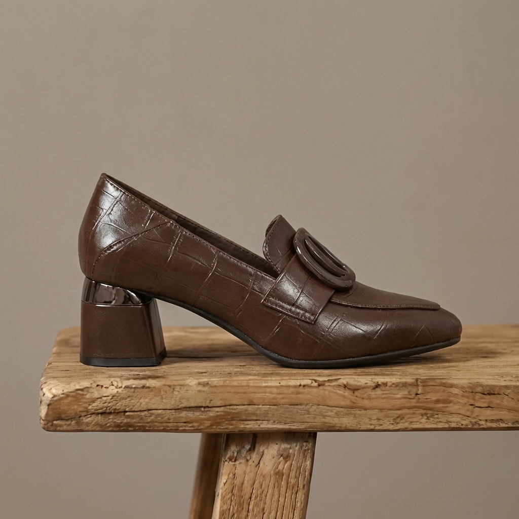 Orlina | Leather Loafer Heels