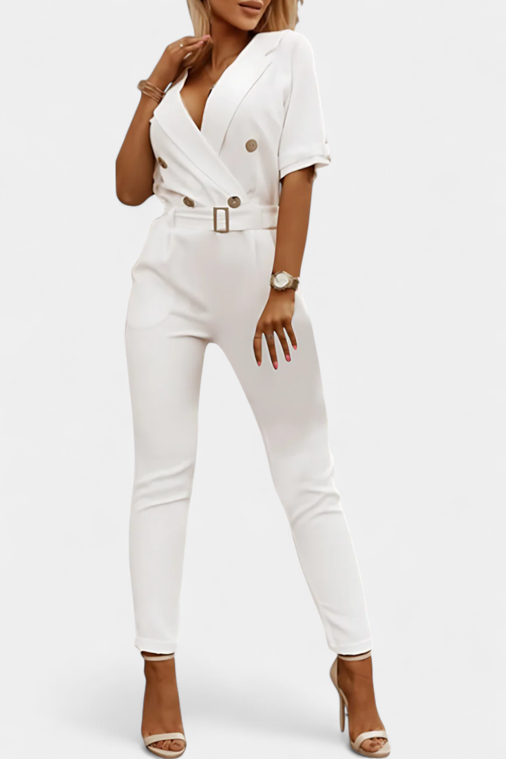 Vivienne V-Neck Jumpsuit with Elegant Flowing Design