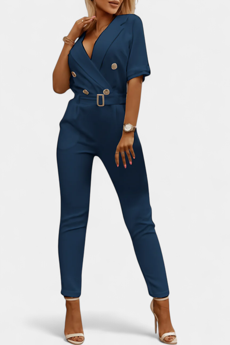 Vivienne V-Neck Jumpsuit with Elegant Flowing Design