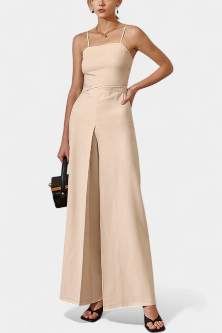Lindsey Strapless Wide Leg Jumpsuit with Tied Waist
