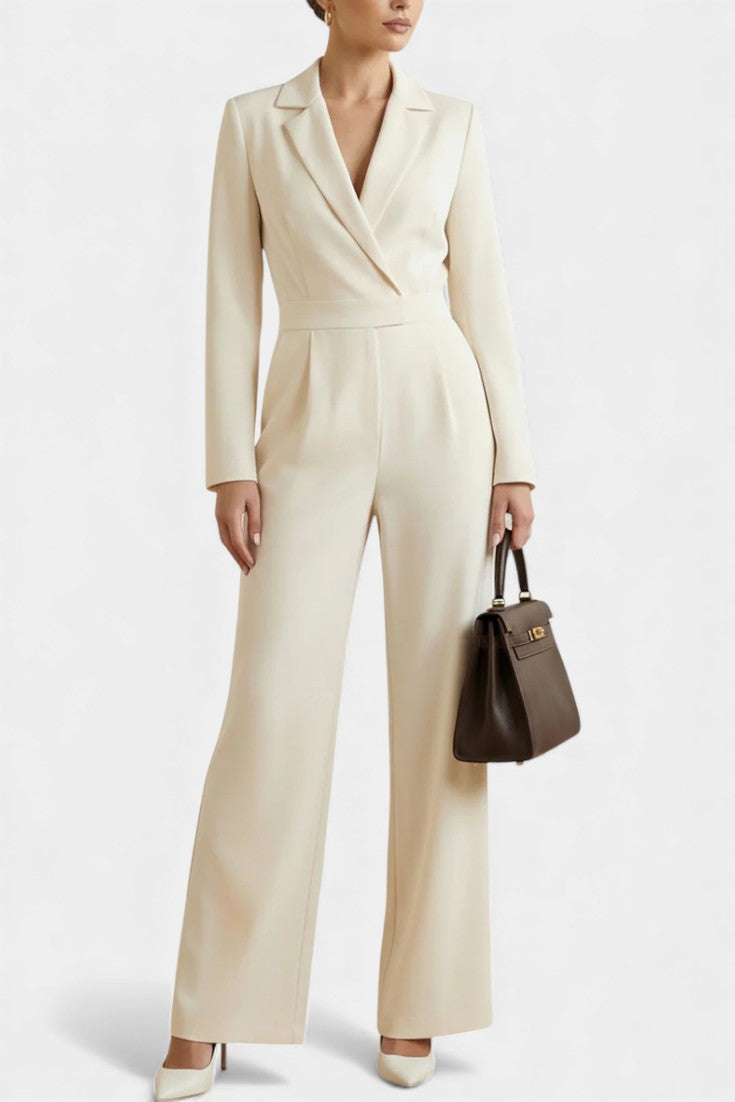 Ximena High-Waisted Long Sleeve Jumpsuit Featuring Pockets